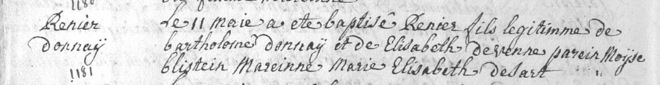 Acte de naissance de Renier DONNAY
