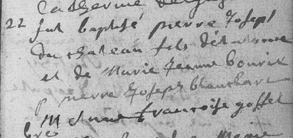 Acte de naissance de Pierre Joseph DUCHATEAU