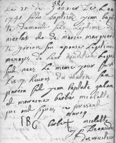 Acte de naissance de Jean-Baptiste DUMONT