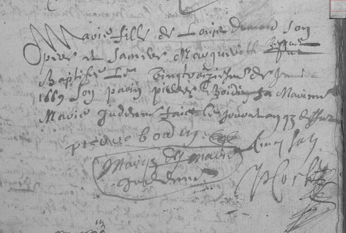 Acte de naissance de Marie DUMONT