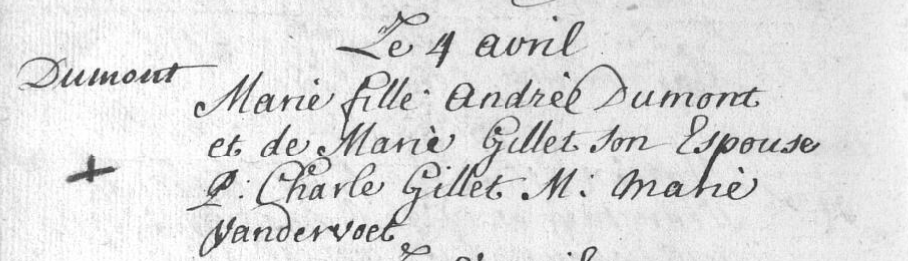 Acte de naissance de Marie DUMONT