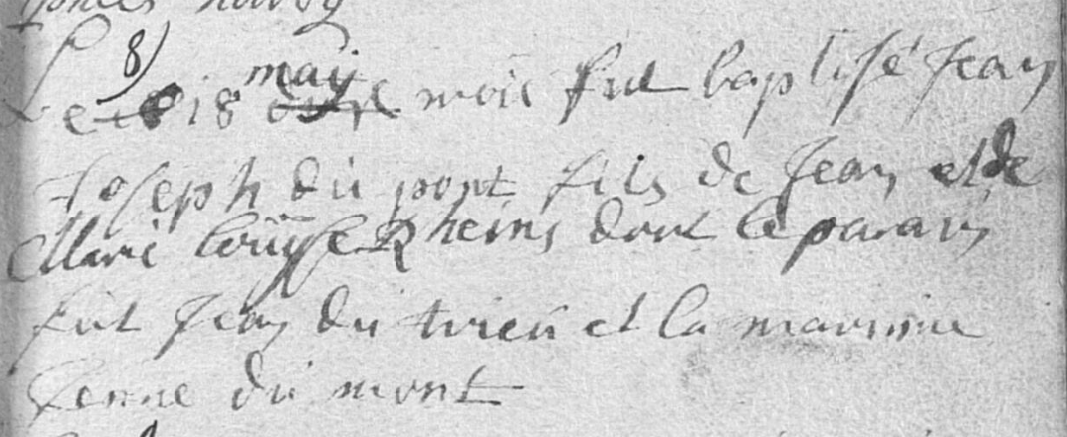 Acte de naissance de Jean Joseph Dupont