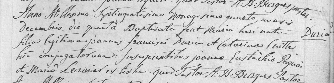 Acte de naissance de Marie DURIAT