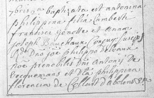 Acte de naissance de Philippine Antoinette GENOTTE