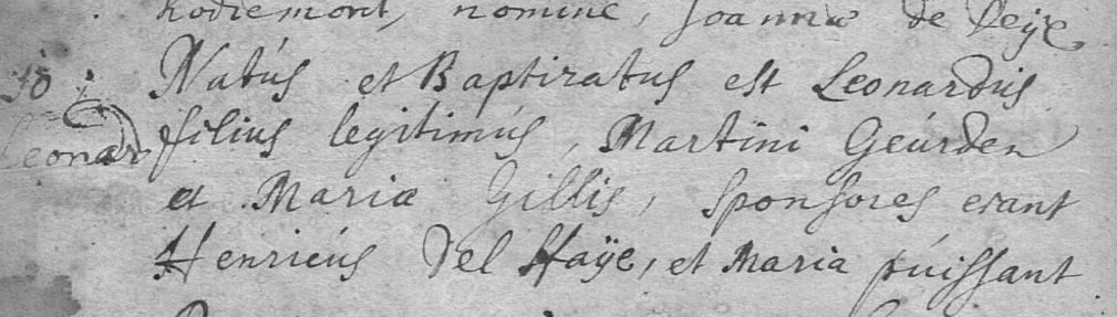 Acte de naissance de Léonard GEURDEN