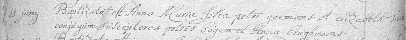 Acte de naissance de Anna Maria GOEMANS