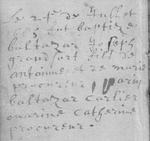 Acte de naissance de Balthasar Joseph GRANSART