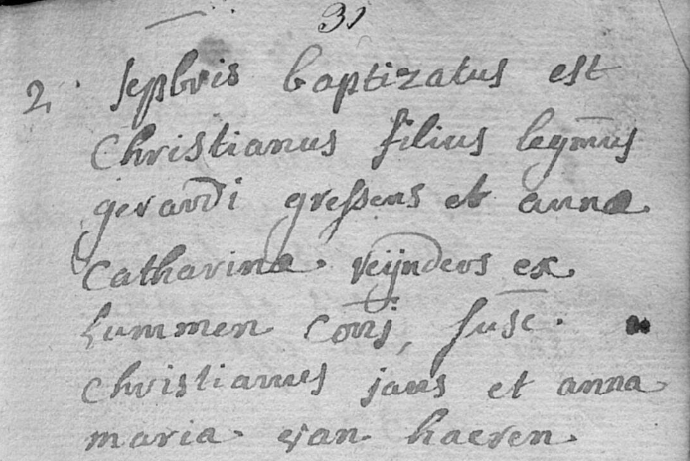 Acte de naissance de Christianus GRESSENS