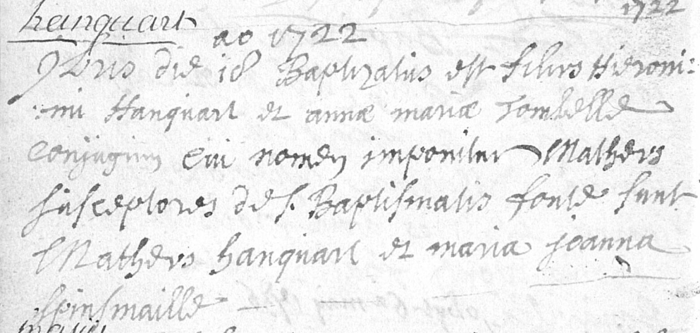 Acte de naissance de Mathieu HANQUART