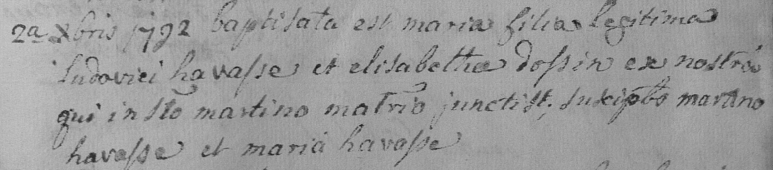 Acte de naissance de Marie HAVASSE