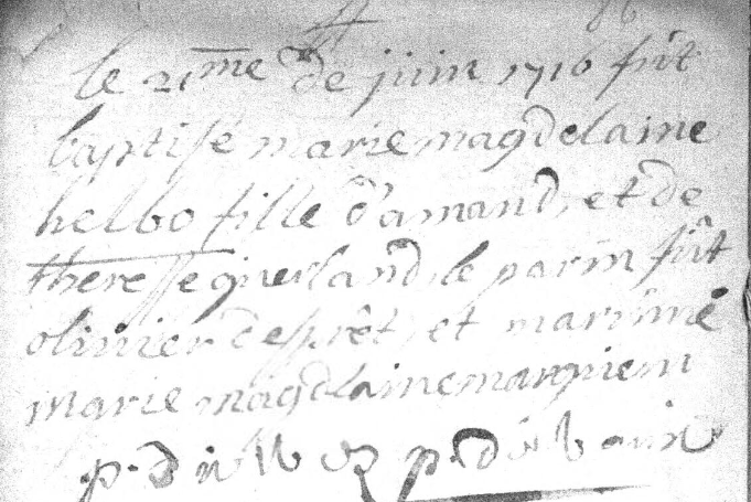 Acte de naissance de Marie Magdeleine HELBO