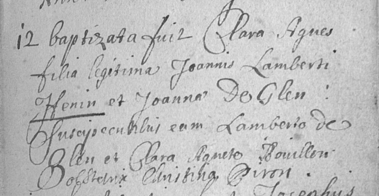 Acte de naissance de Claire Agnes HENIN