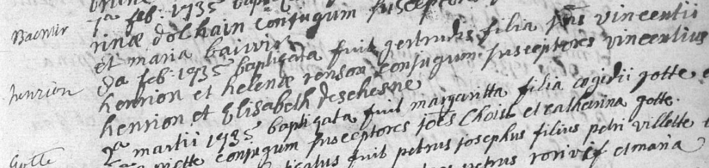 Acte de naissance de Gertrude HENRION