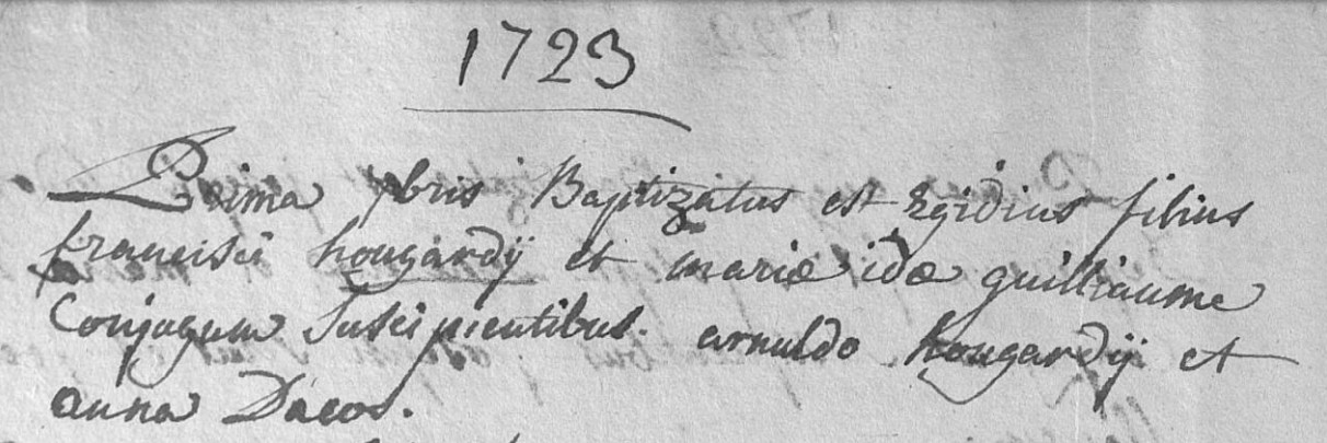 Acte de naissance de Gilles Hougardy