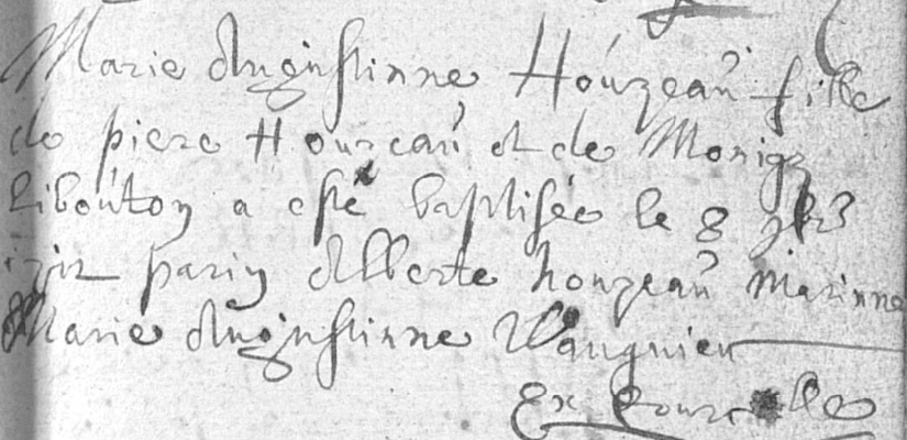 Acte de naissance de Marie Augustine HOUZEAU