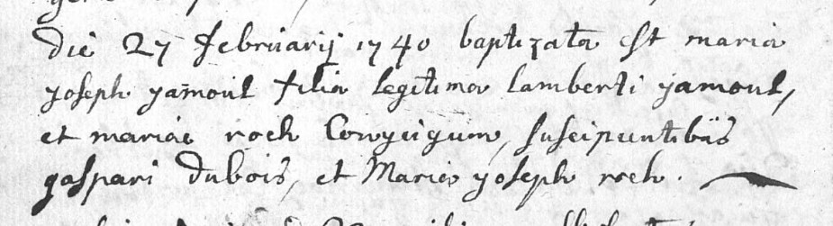 Acte de naissance de Marie Joseph JAMOUL