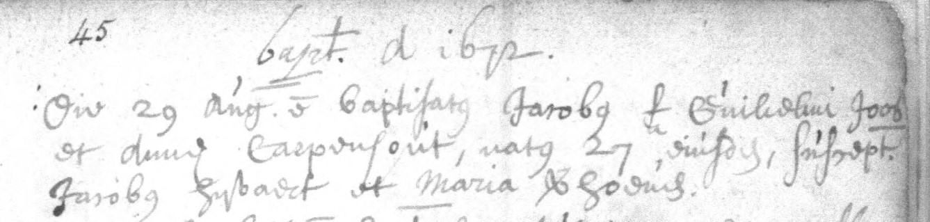 Acte de naissance de Jacobus JOOS