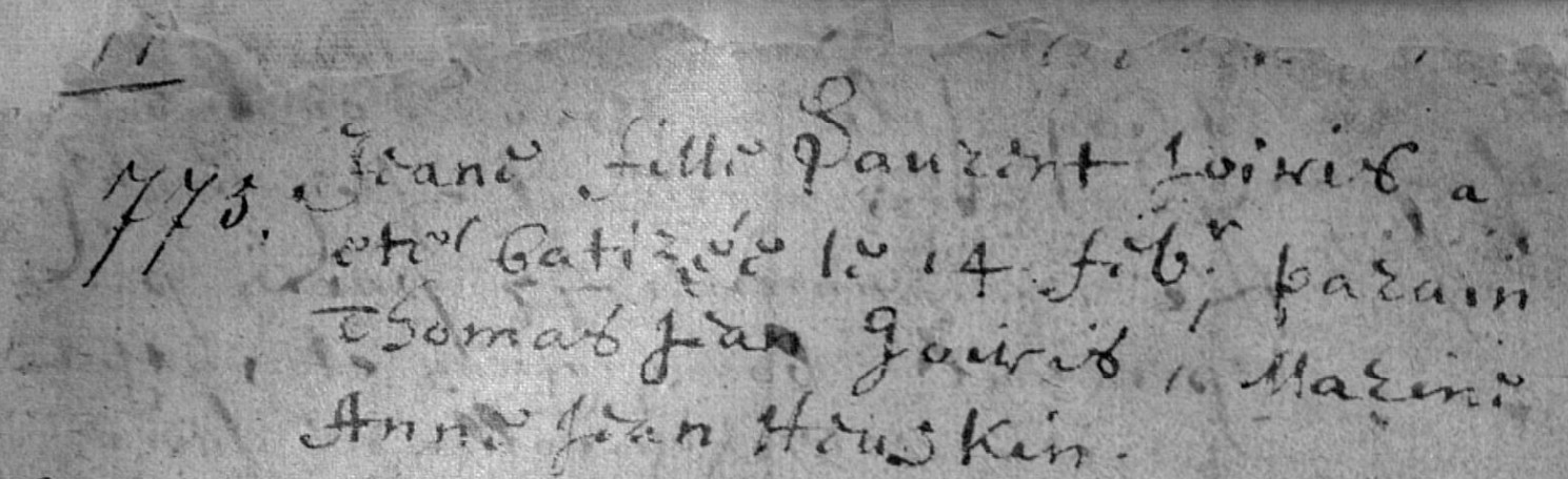 Acte de naissance de Jeanne JOIRIS