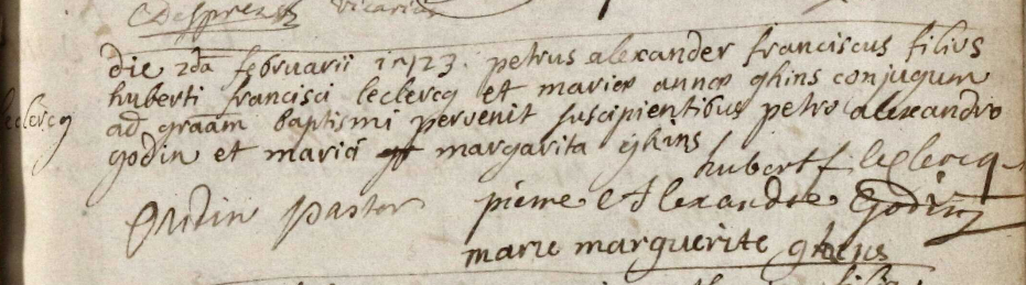 Acte de naissance de Pierre Alexandre François LECLERCQ