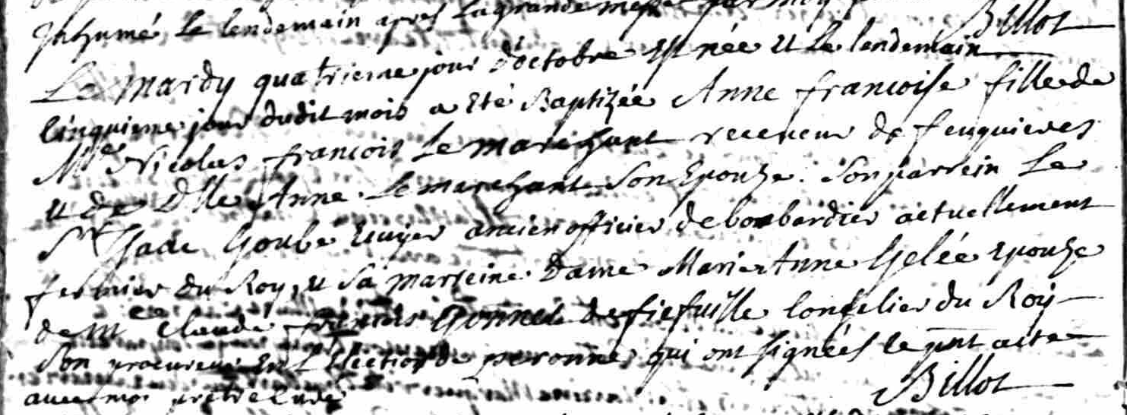 Acte de naissance de Anne Françoise LEMARCHAND