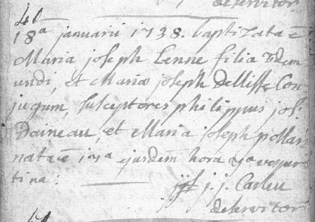 Acte de naissance de Marie Joseph LENNE