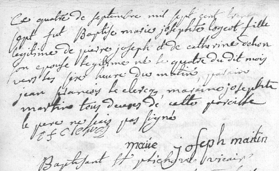 Acte de naissance de Marie Joseph LOGEOT