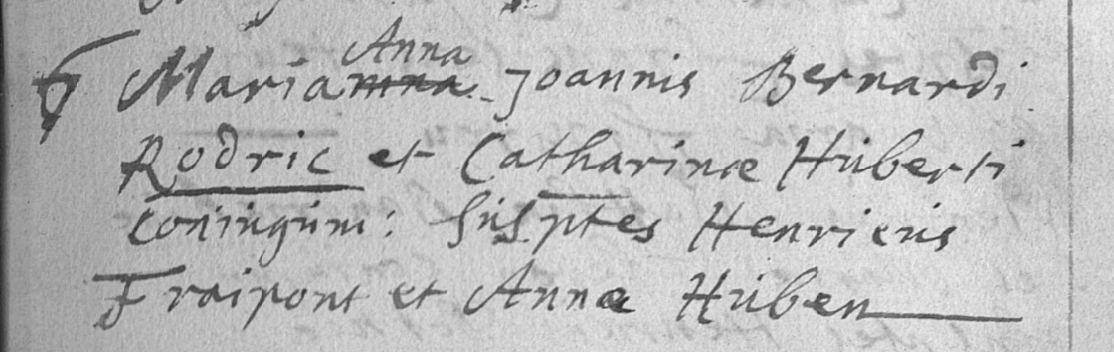 Acte de naissance de Marie Anne RODRIGUE