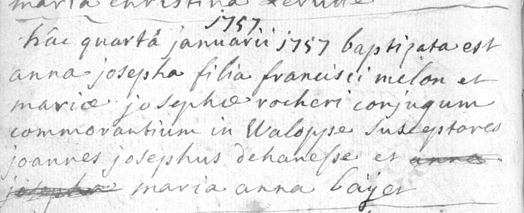 Acte de naissance de Anne Josepha MELON