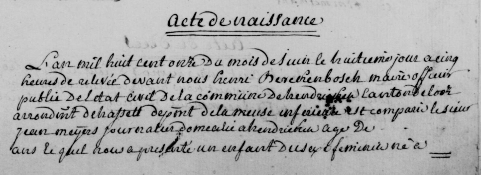 Acte de naissance de Gertrude MEYERS