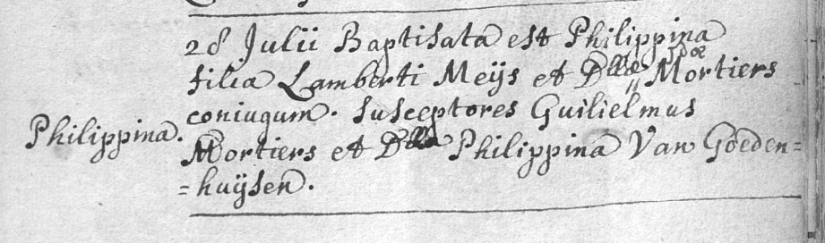 Acte de naissance de Philippina MEYS