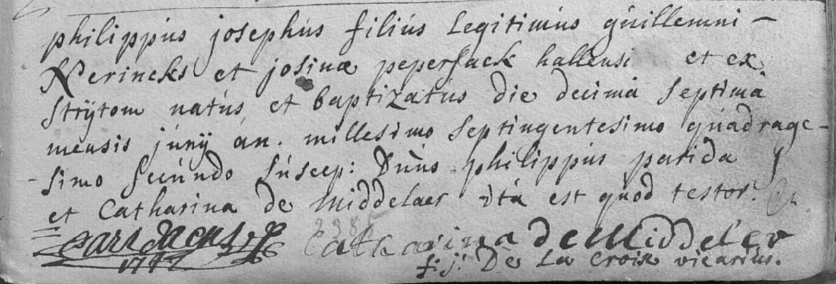 Acte de naissance de Philippe Joseph NERINCKX