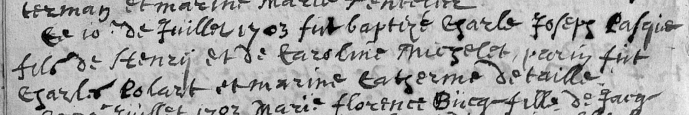 Acte de naissance de Charles PAQUE