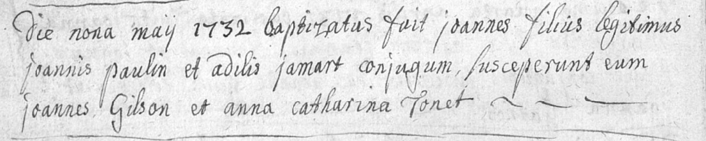 Acte de naissance de Jean PAULIN