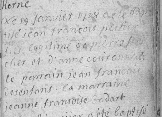 Acte de naissance de Jean François Pecher