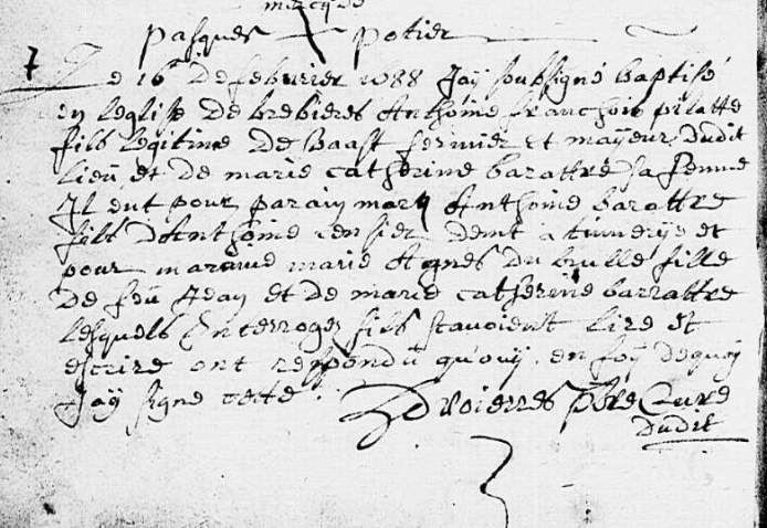 Acte de naissance de Antoine François PILAT