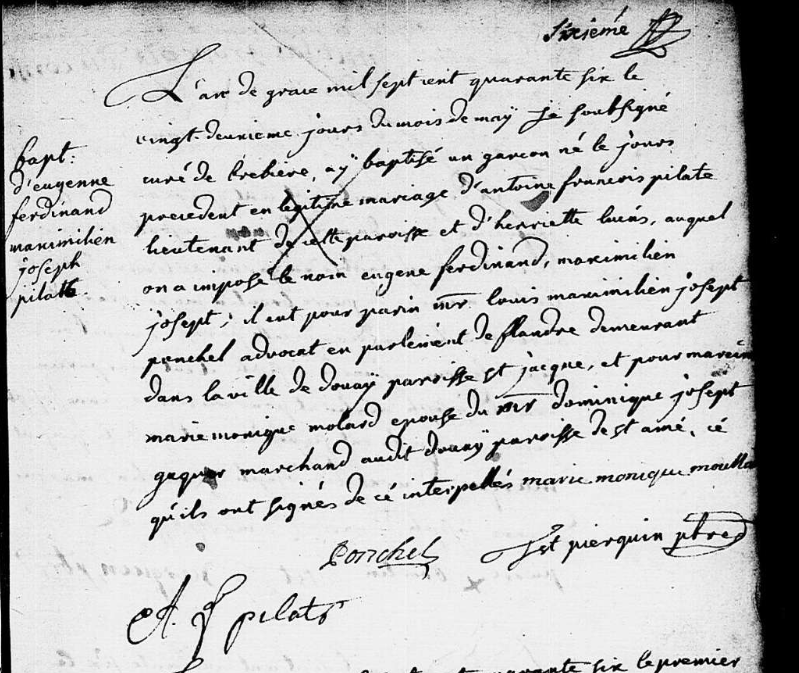 Acte de naissance de Eugène Ferdinand Maxilien Joseph PILAT