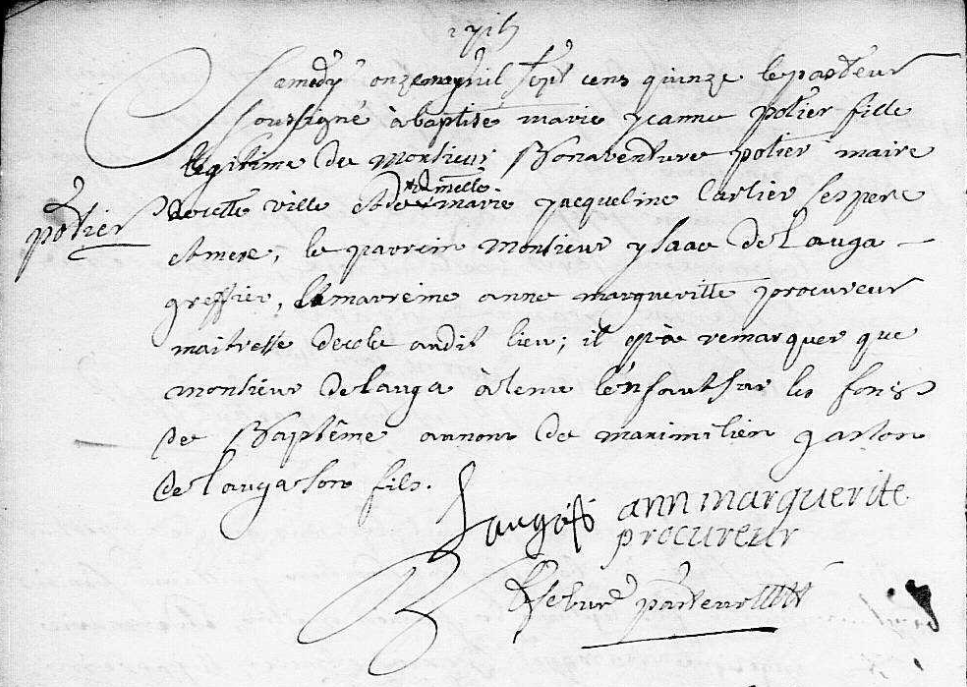 Acte de naissance de Marie Jeanne POTTIER