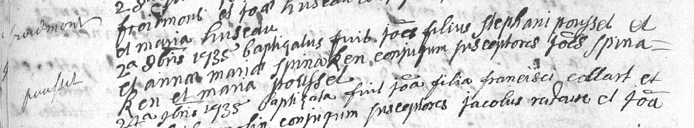 Acte de naissance de Joannes POUSSET