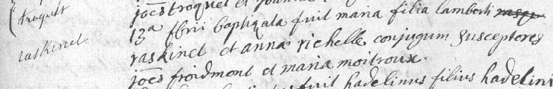 Acte de naissance de Marie RASKINET