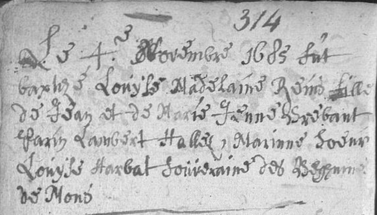 Acte de naissance de Louise Madeleine RHEINS (REINS)