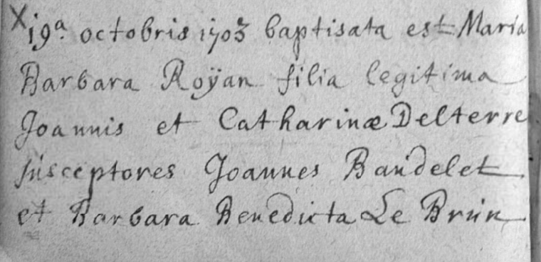 Acte de naissance de Marie Blanche Barbe ROYAN