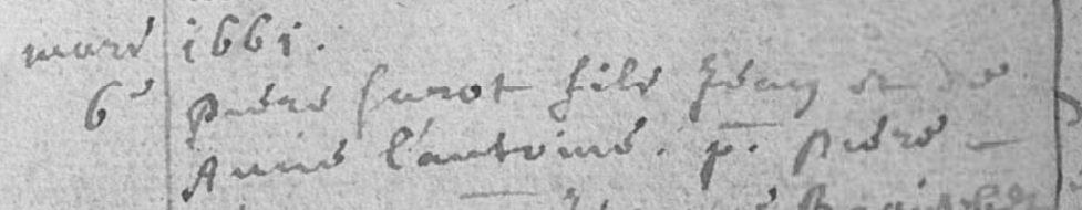 Acte de naissance de Pierre SAROT