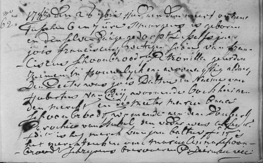 Acte de naissance de Jean François SCHOONBROODT