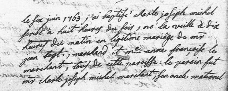 Acte de naissance de Charles Joseph Michel SCRIBE