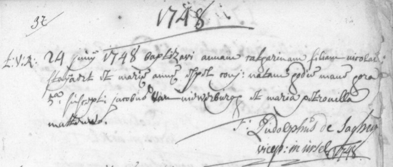 Acte de naissance de Anne Catherine STEYAERT