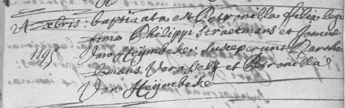 Acte de naissance de Petronille STRAETMANS