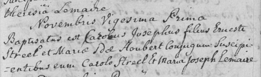 Acte de naissance de Charles Joseph STREEL