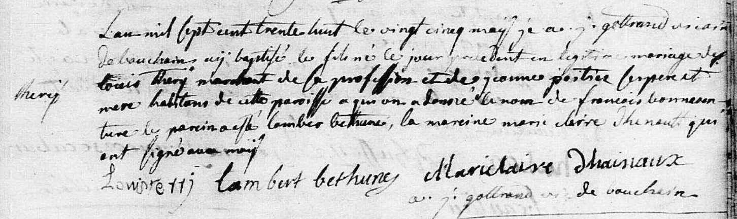 Acte de naissance de François Bonaventure THERY