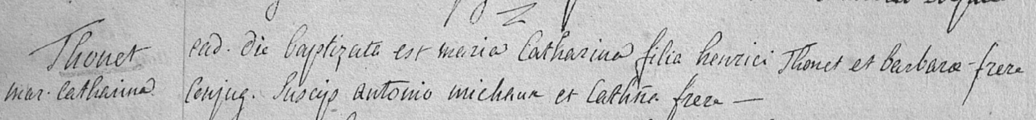 Acte de naissance de Marie Catherine THONET