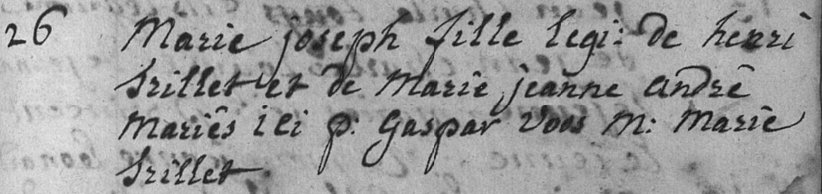 Acte de naissance de Marie Joseph TRILLET